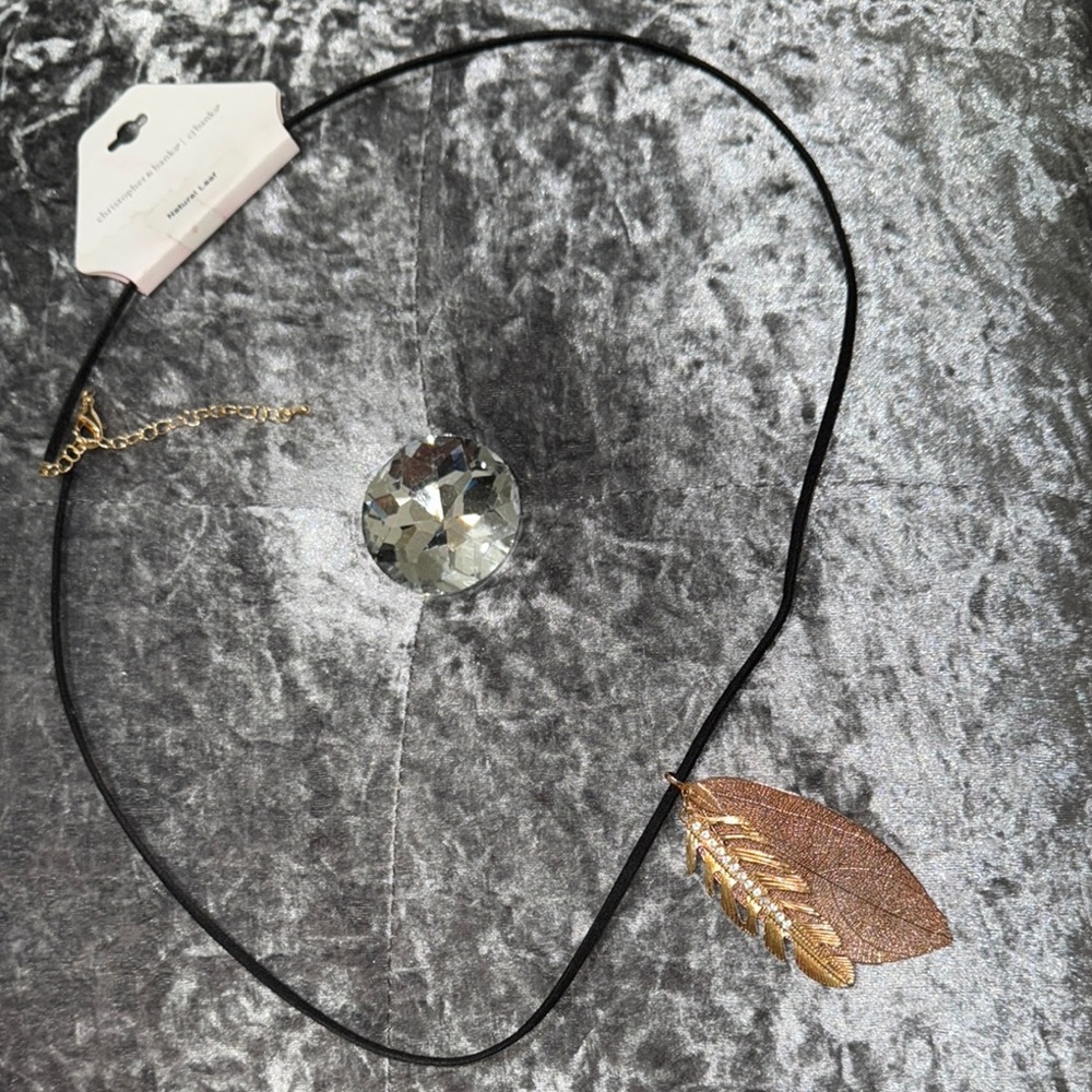 Faux Rose Gold leaf necklace